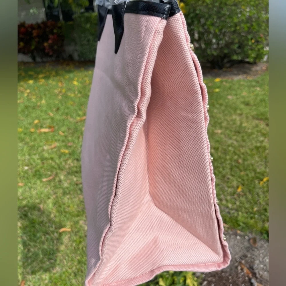 VICTORIA SECRET Gold Chain Leather Black Handle Tote In Pink/Gold - Picture 3 of 9